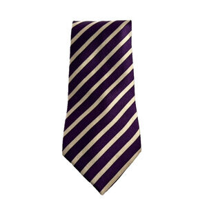 Paul Smith Designer Mens Tie Purple & White Rep Striped 100% Silk Made In Italy